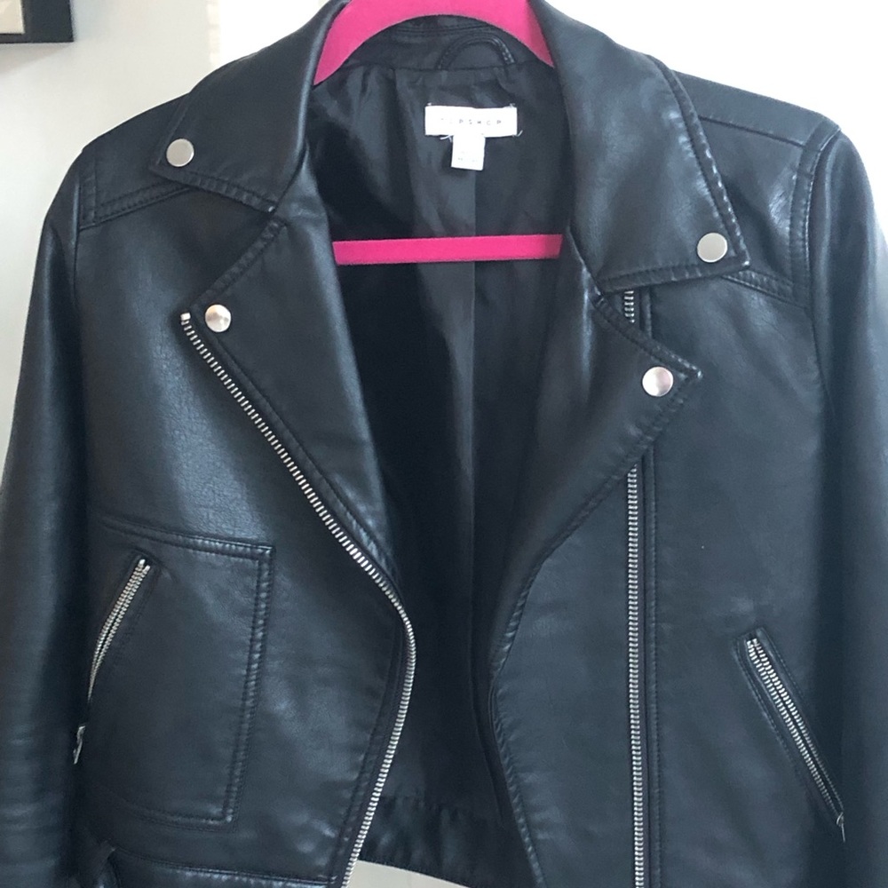 Top shop black leather biker style jacket